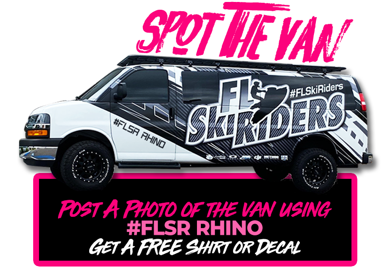 Florida Ski Riders Jet Ski Van Named RHINO to tag social media with a picture of it with #FLSR RHINO to win a free jetski shirt or decal